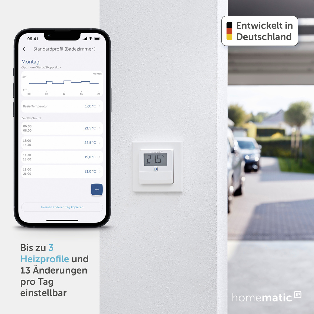 Homematic IP Smart Home Temperatur- und Luftfeuchtigkeitssensor mit Display – innen, HmIP-STHD