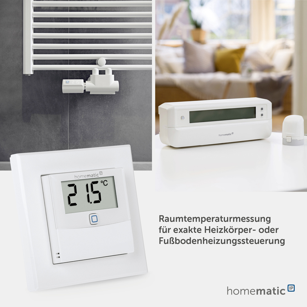 Homematic IP Smart Home Temperatur- und Luftfeuchtigkeitssensor mit Display – innen, HmIP-STHD