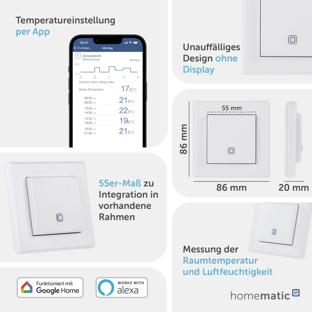 Homematic IP Smart Home Temperatur- und Luftfeuchtigkeitssensor – innen, HmIP-STH