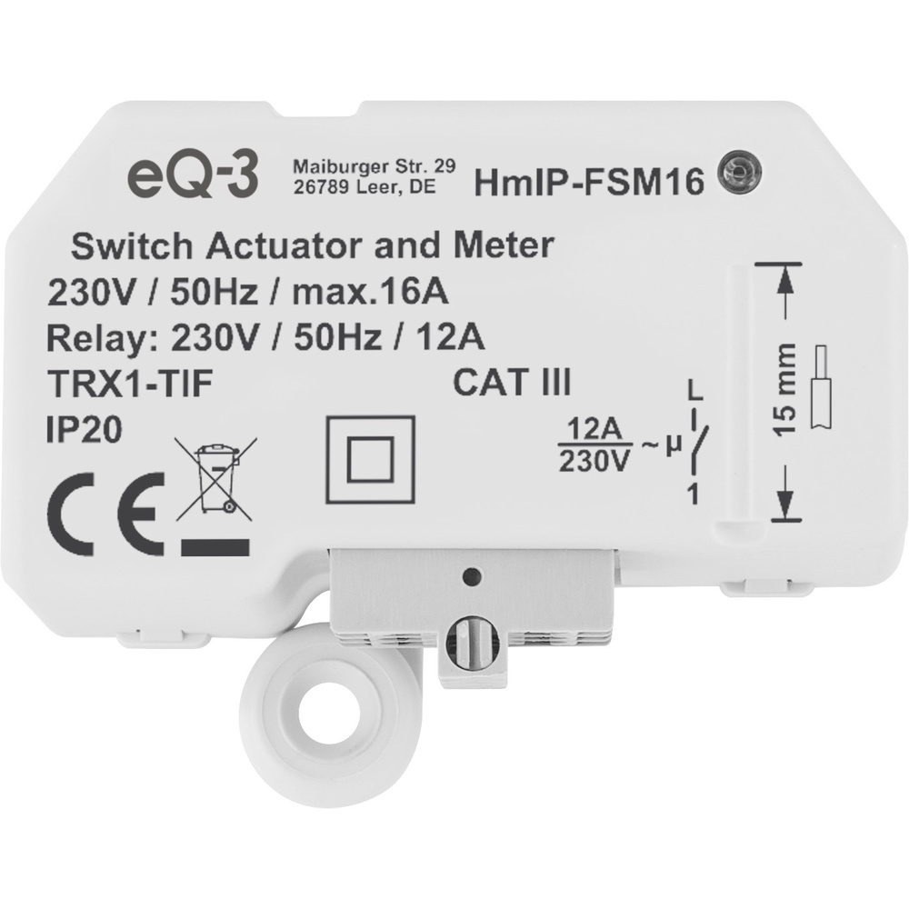 Homematic IP Smart Home Schalt-Mess-Aktor (16 A) – Unterputz, HmIP-FSM16