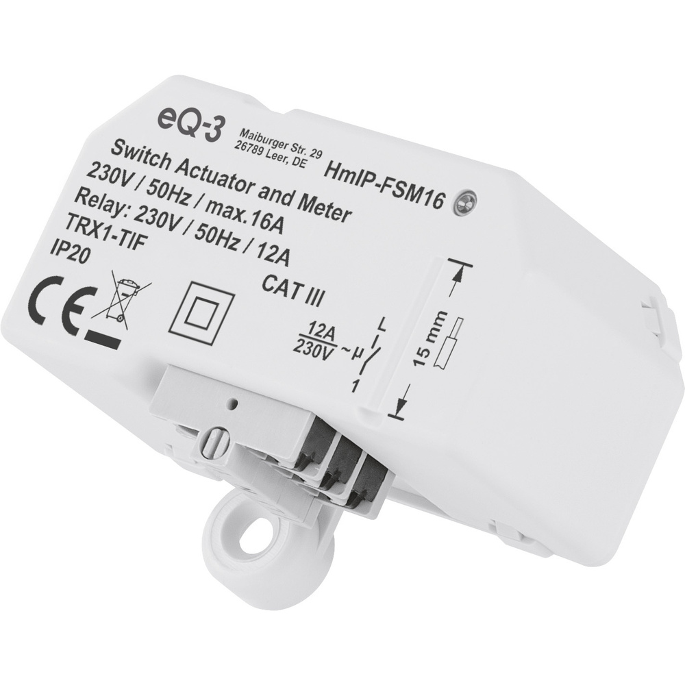 Homematic IP Smart Home Schalt-Mess-Aktor (16 A) – Unterputz, HmIP-FSM16