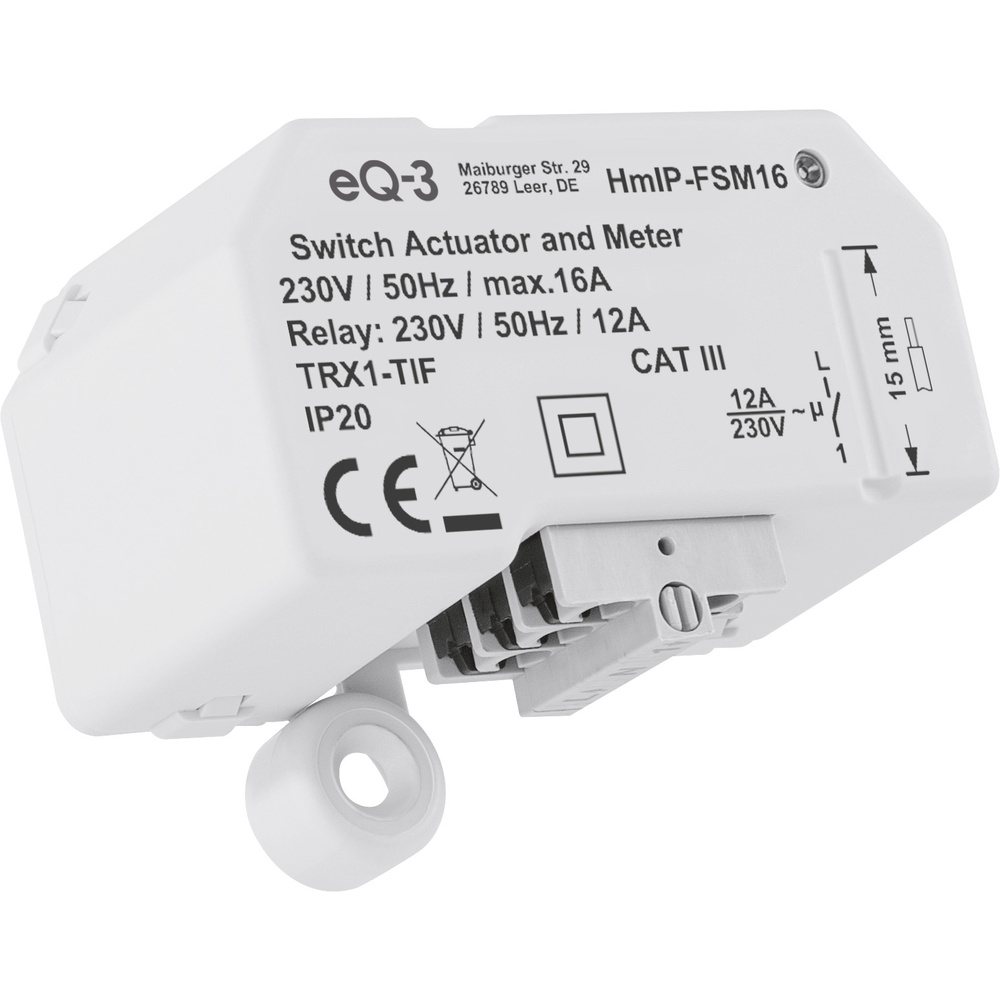 Homematic IP Smart Home Schalt-Mess-Aktor (16 A) – Unterputz, HmIP-FSM16