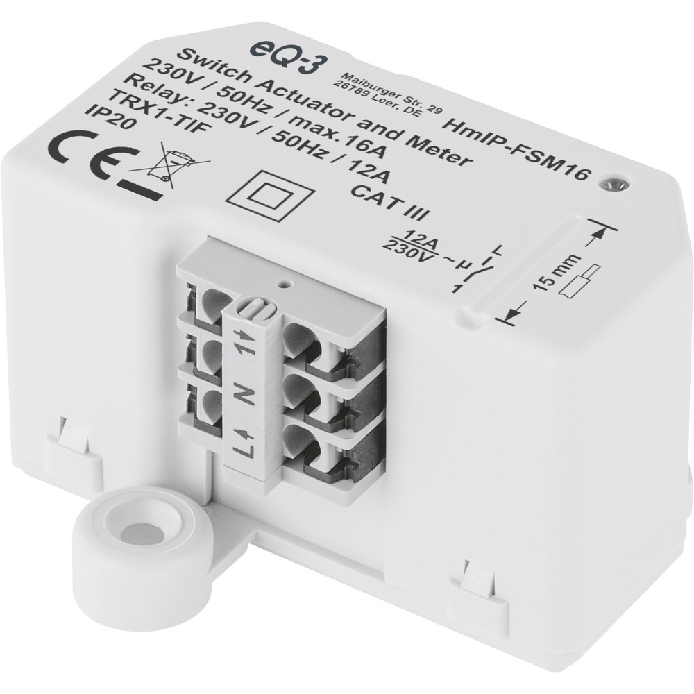 Homematic IP Smart Home Schalt-Mess-Aktor (16 A) – Unterputz, HmIP-FSM16