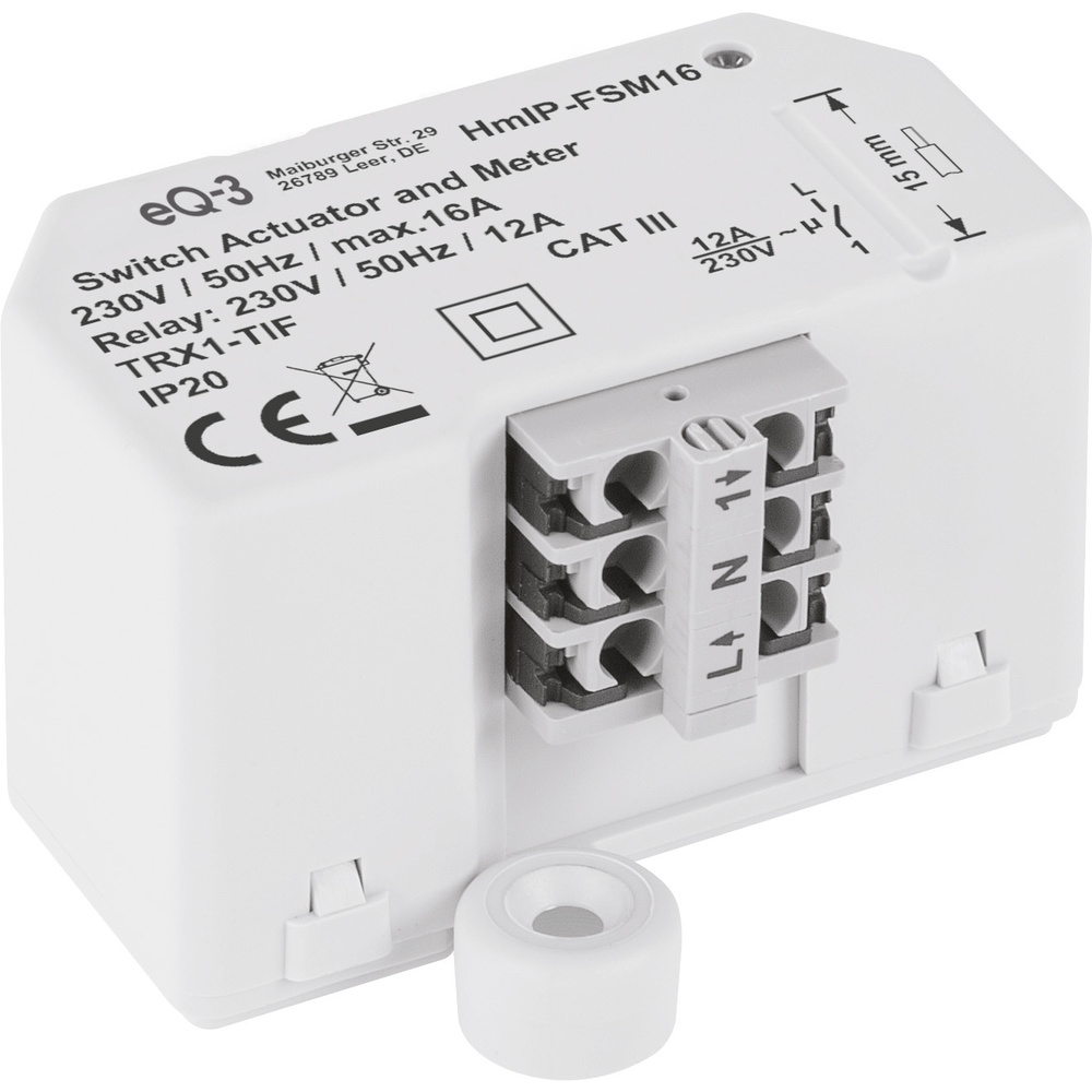 Homematic IP Smart Home Schalt-Mess-Aktor (16 A) – Unterputz, HmIP-FSM16