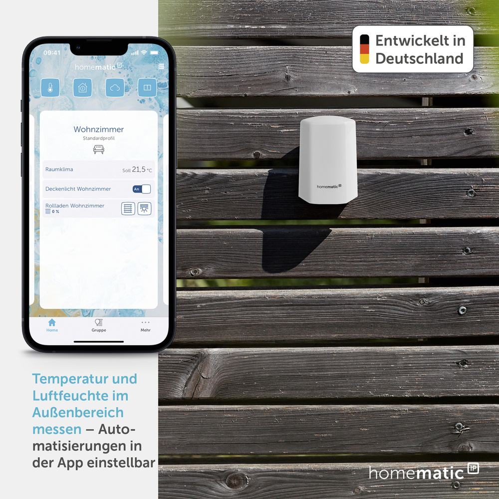 Homematic IP Smart Home Temperatur- und Luftfeuchtigkeitssensor – außen, HmIP-STHO