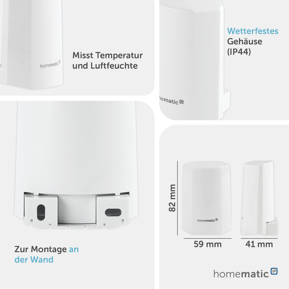 Homematic IP Smart Home Temperatur- und Luftfeuchtigkeitssensor – außen, HmIP-STHO