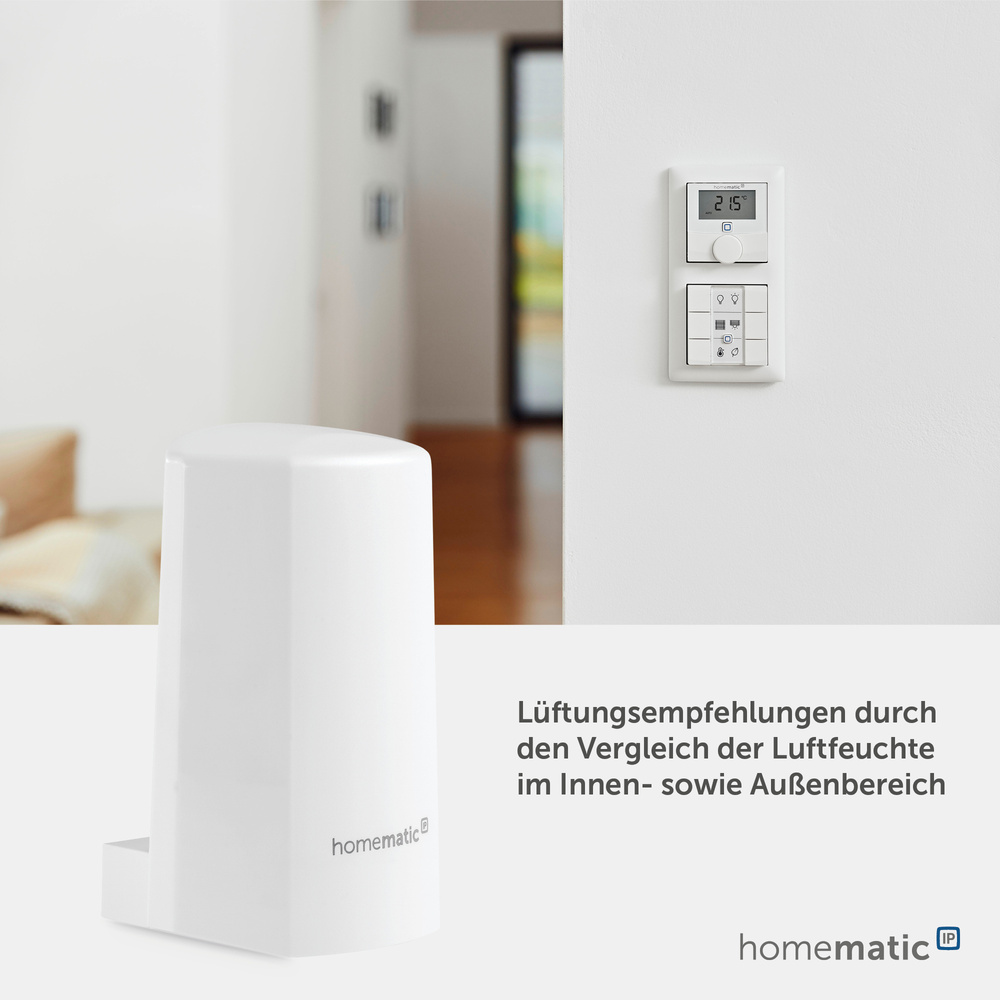 Homematic IP Smart Home Temperatur- und Luftfeuchtigkeitssensor – außen, HmIP-STHO