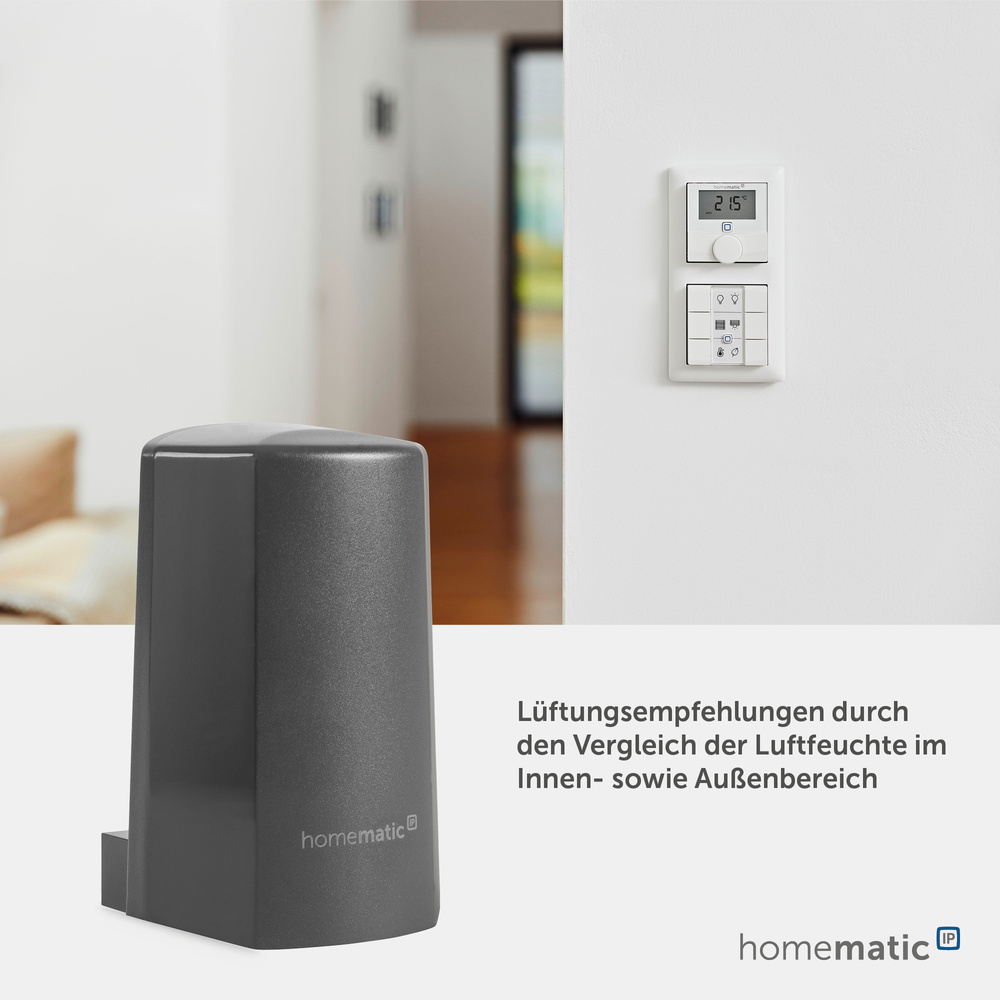 Homematic IP Smart Home Temperatur- und Luftfeuchtigkeitssensor – außen, anthrazit, HmIP-STHO-A