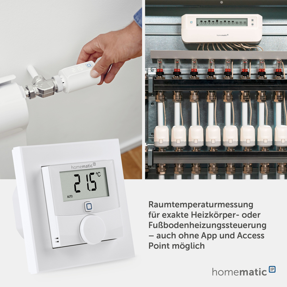Homematic IP Smart Home Wandthermostat mit Schaltausgang – für Markenschalter, 24 V, HmIP-BWTH24