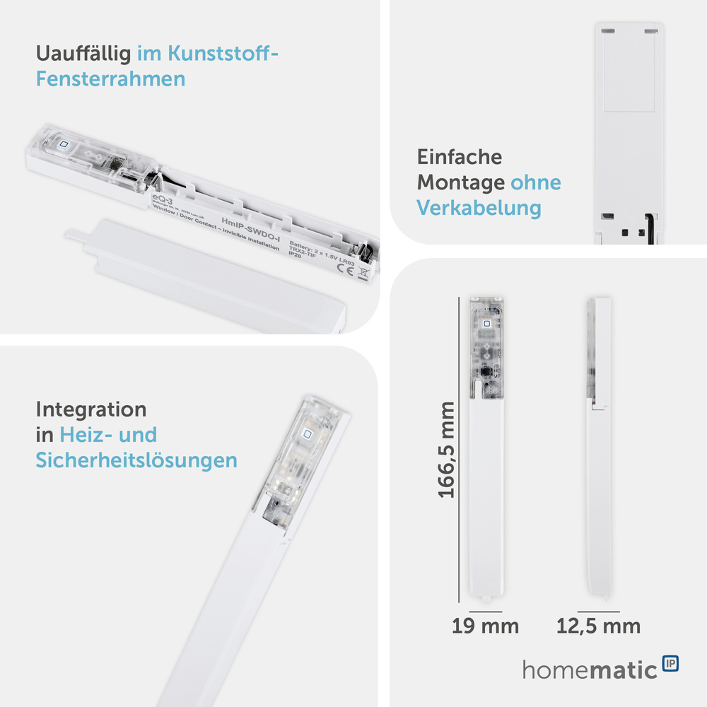 Homematic IP Smart Home Fenster- und Türkontakt – verdeckter Einbau, HmIP-SWDO-I