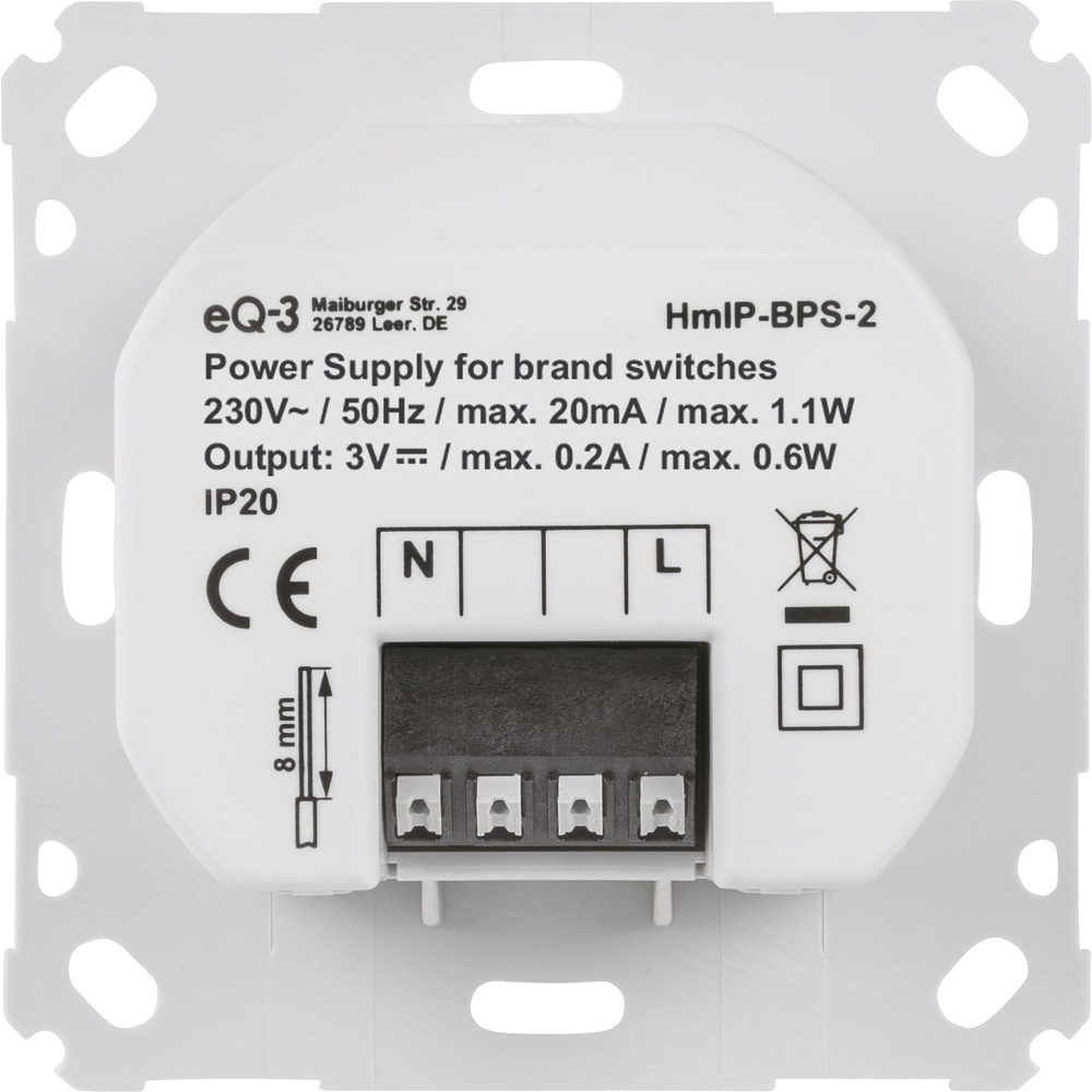 Homematic IP Smart Home Netzteil für Markenschalter, HmIP-BPS-2