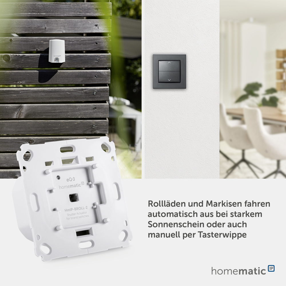 Homematic IP Smart Home Rollladenaktor für Markenschalter, HmIP-BROLL-2