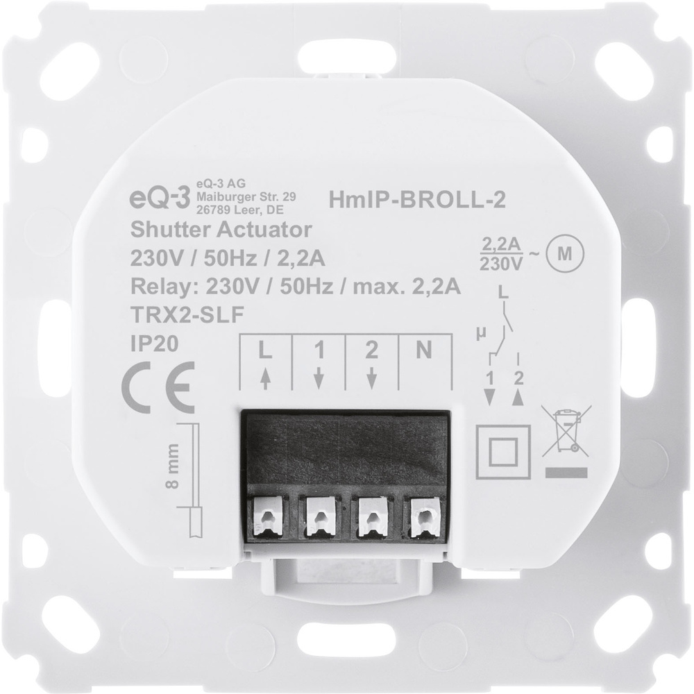 Homematic IP Smart Home Rollladenaktor für Markenschalter, HmIP-BROLL-2