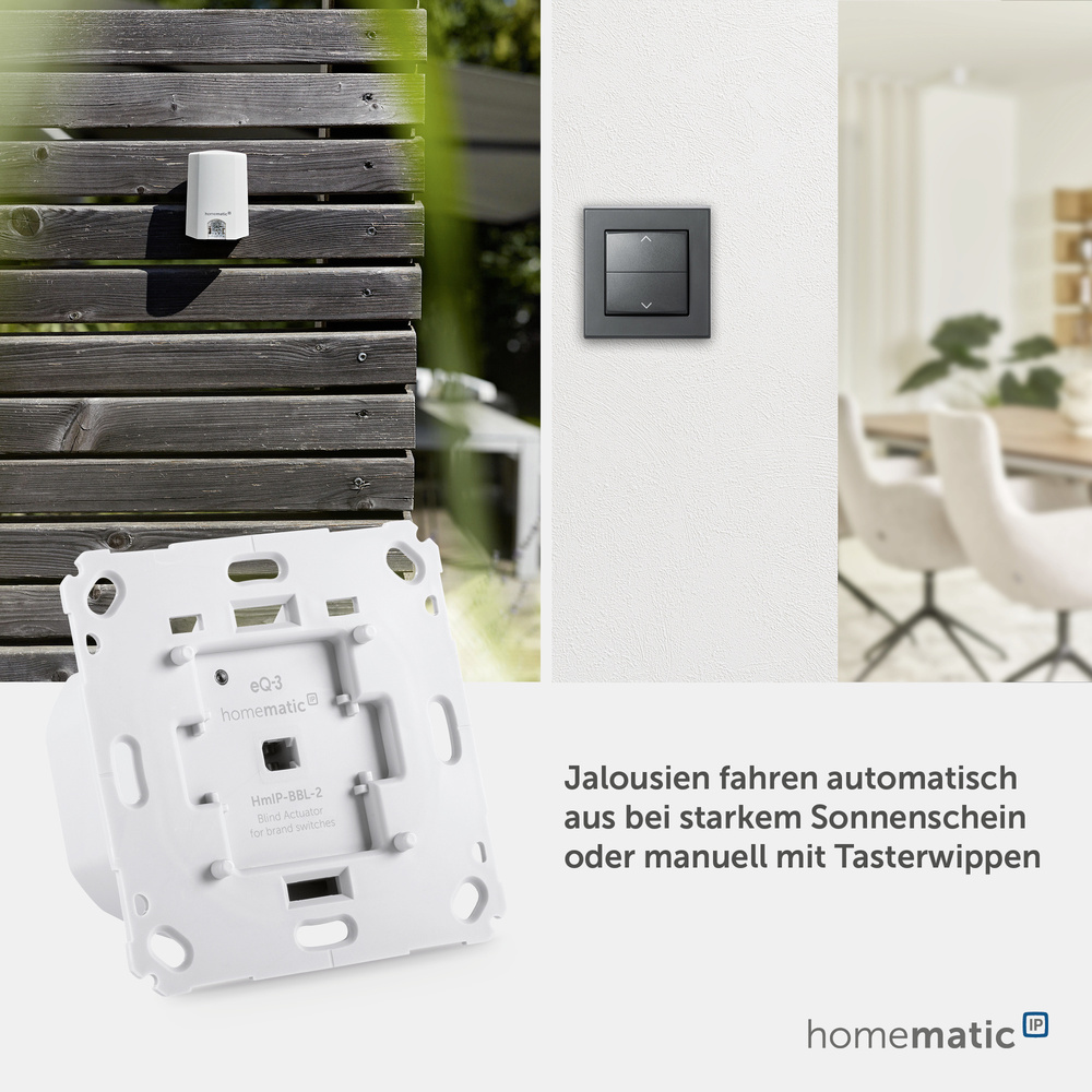 Homematic IP Smart Home Jalousieaktor für Markenschalter, HmIP-BBL-2