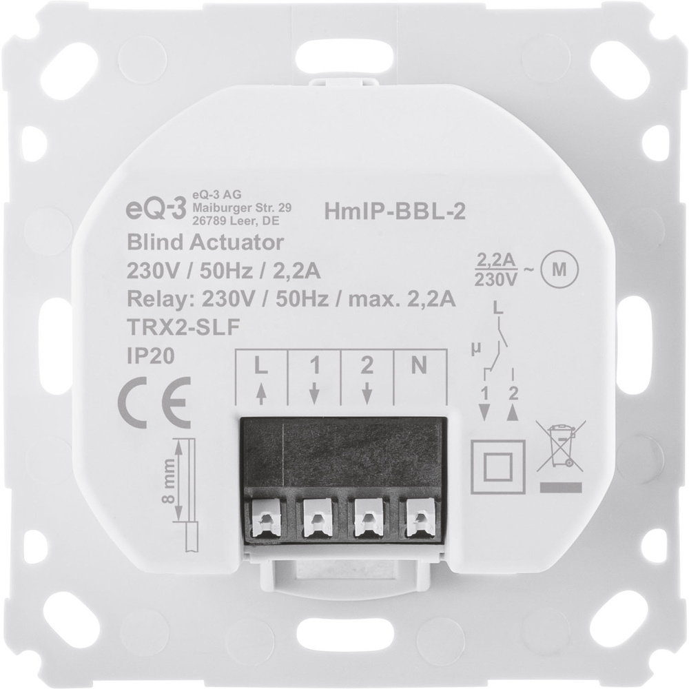 Homematic IP Smart Home Jalousieaktor für Markenschalter, HmIP-BBL-2