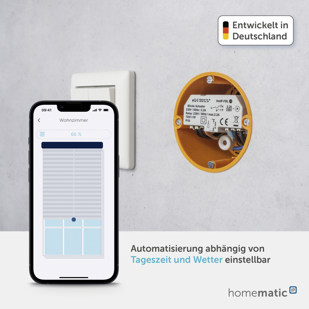 Homematic IP Smart Home Jalousieaktor – Unterputz, HmIP-FBL