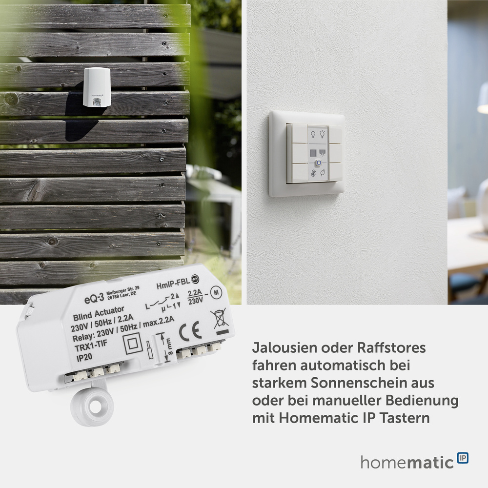 Homematic IP Smart Home Jalousieaktor – Unterputz, HmIP-FBL