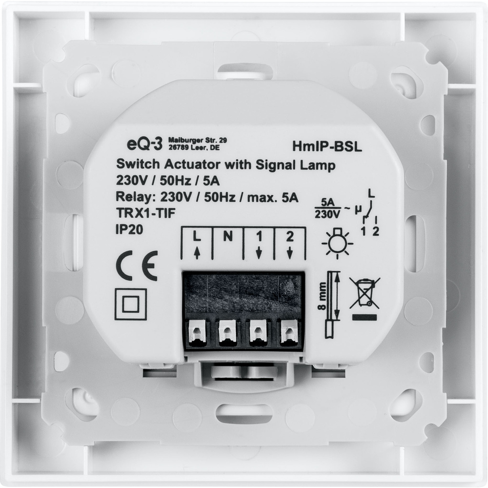 Homematic IP Smart Home Schaltaktor für Markenschalter – mit Signalleuchte, HmIP-BSL