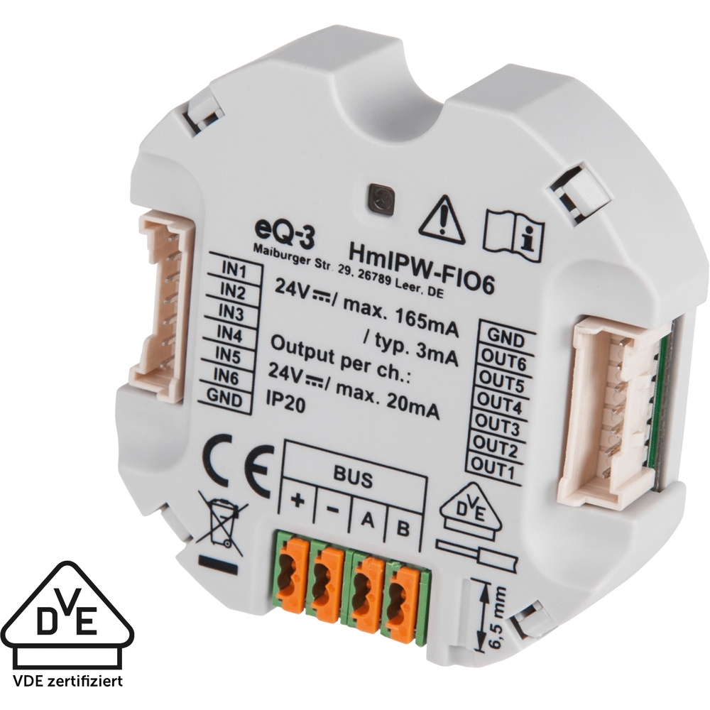 Homematic IP Wired Smart Home IO Modul Unterputz – 6-fach, HmIPW-FIO6