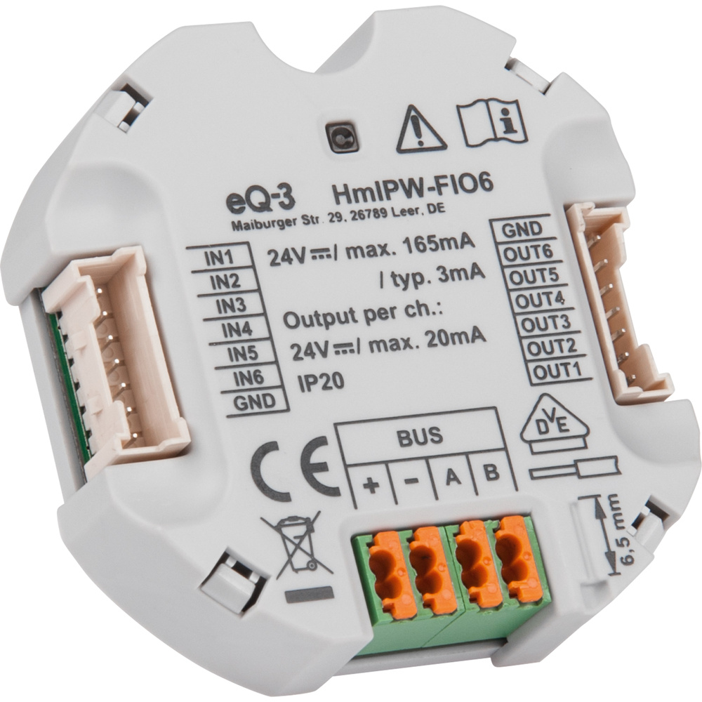 Homematic IP Wired Smart Home IO Modul Unterputz – 6-fach, HmIPW-FIO6