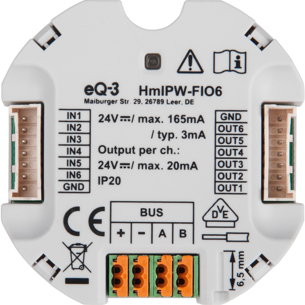 Homematic IP Wired Smart Home IO Modul Unterputz – 6-fach, HmIPW-FIO6