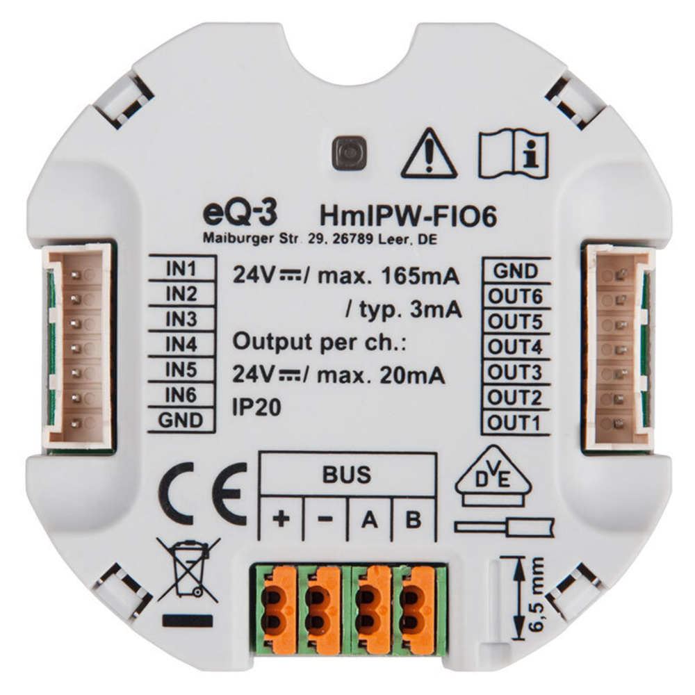 Homematic IP Wired Smart Home 6-fach-Unterputz-IO-Modul HmIPW-FIO6, VDE zertifiziert