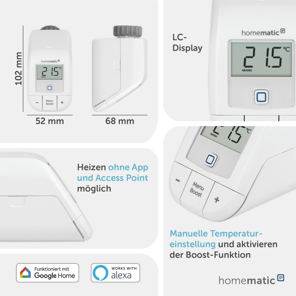 Homematic IP Smart Home Heizkörperthermostat – basic, HmIP-eTRV-B-2