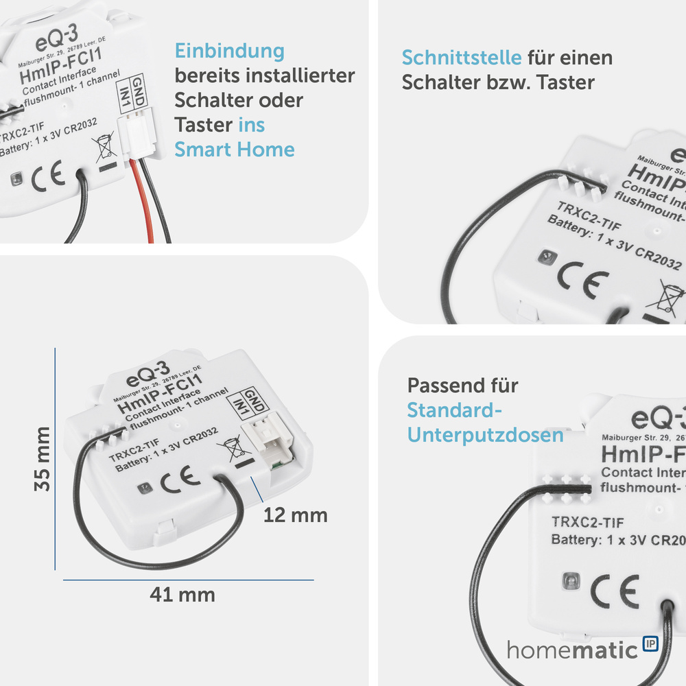 Homematic IP Smart Home Kontakt-Schnittstelle Unterputz – 1-fach, HmIP-FCI1
