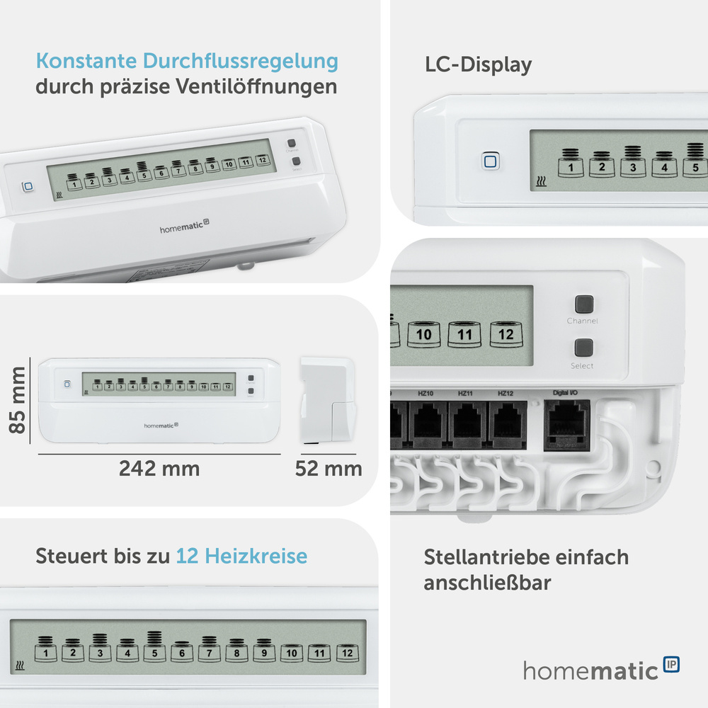 Homematic IP Smart Home Fußbodenheizungscontroller – 12 Kanäle, motorisch, HmIP-FALMOT-C12