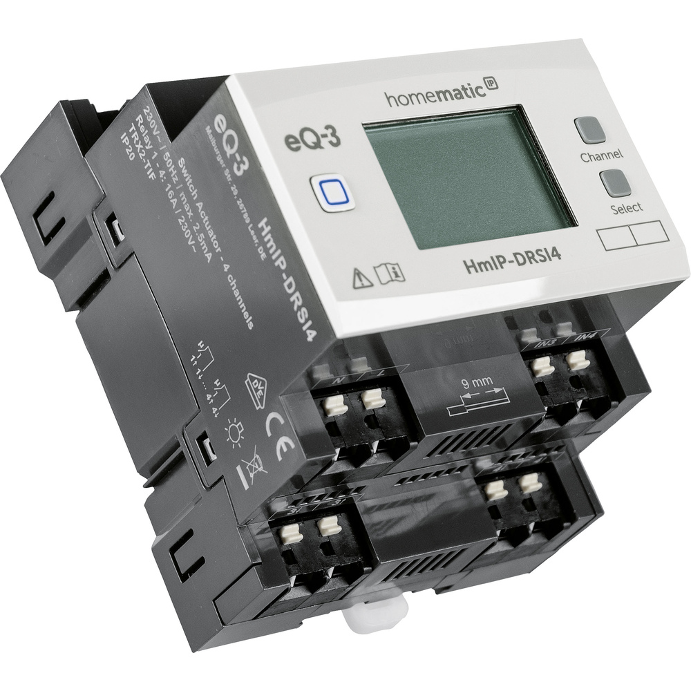 Homematic IP Smart Home Schaltaktor für Hutschienenmontage – 4-fach, HmIP-DRSI4