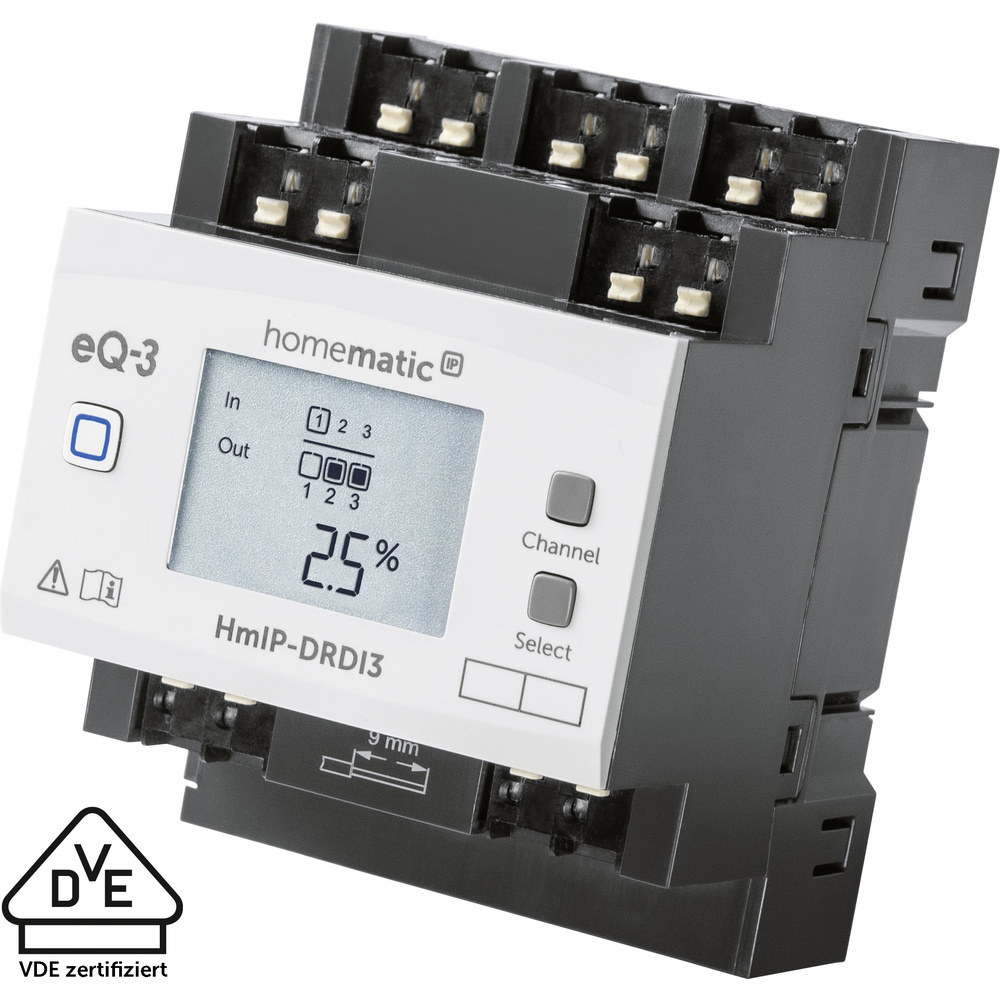 Homematic IP Smart Home Dimmaktor für Hutschienenmontage – 3-fach, HmIP-DRDI3