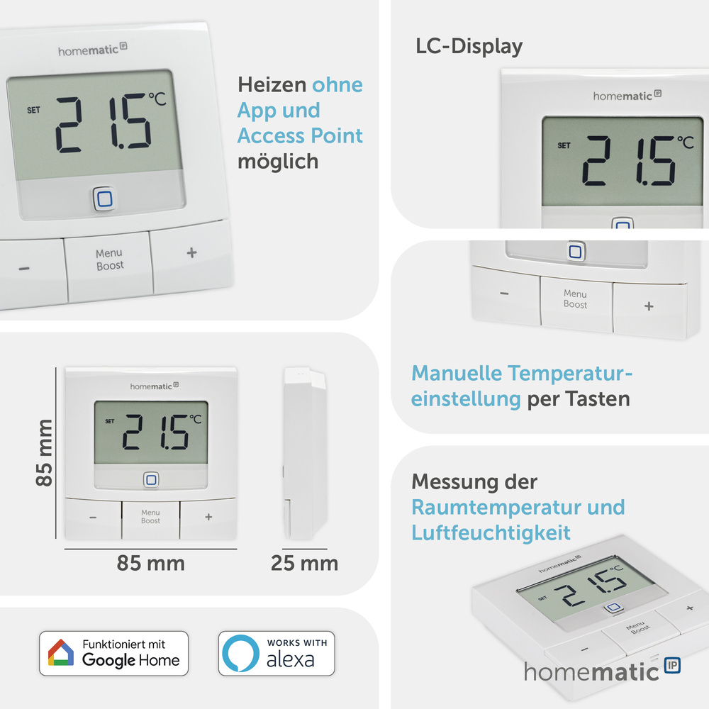 Homematic IP Smart Home Wandthermostat – basic, HmIP-WTH-B-2