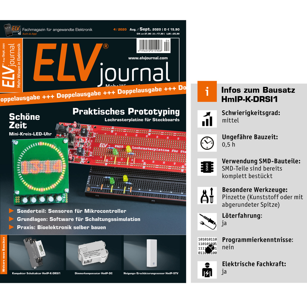 ELV Bausatz Homematic IP Funk-Schaltaktor für Hutschienenmontage HmIP-K-DRSI1