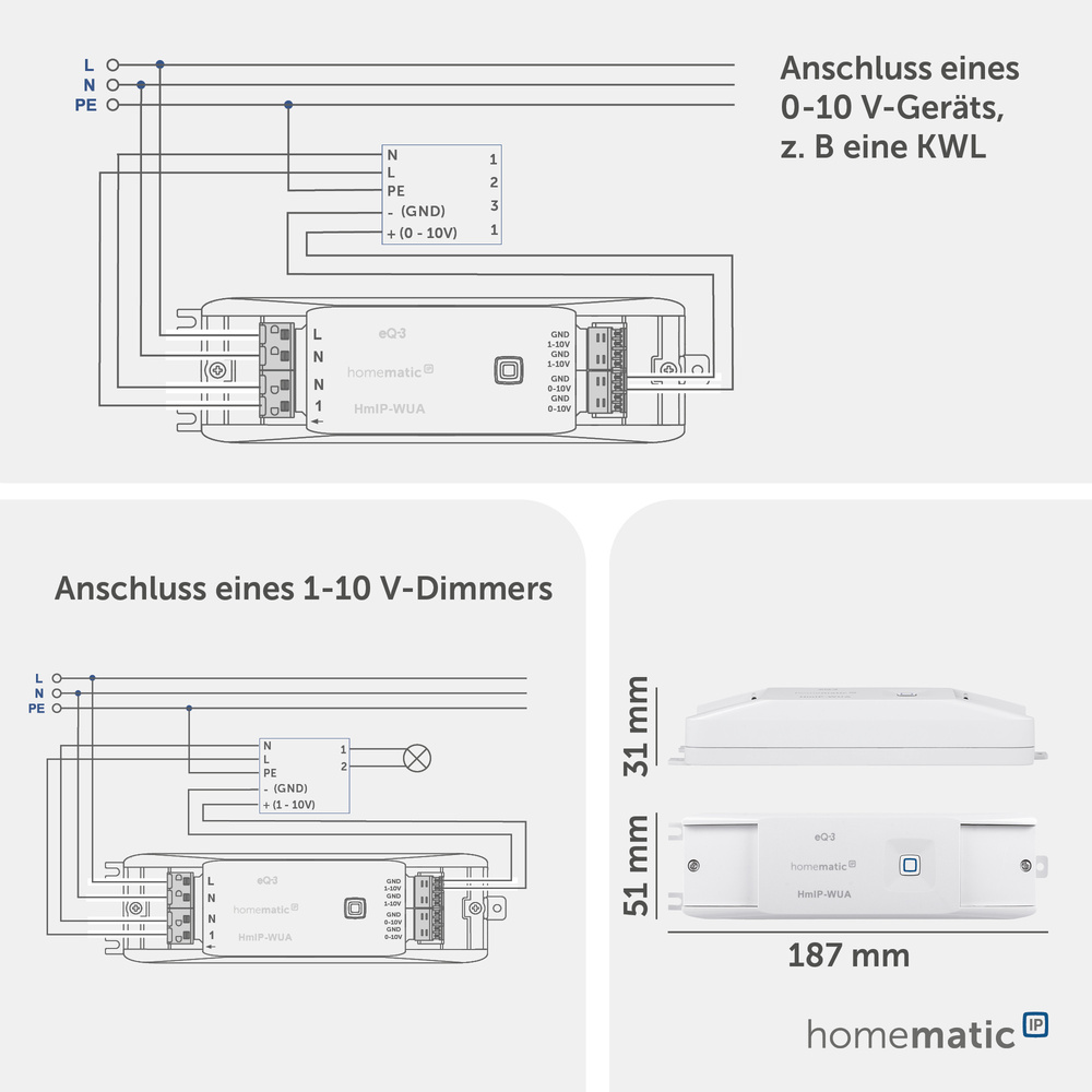Homematic IP Smart Home Universalaktor – 0-10 V, HmIP-WUA
