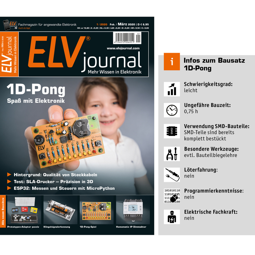 ELV Bausatz Elektronikspiel 1D-Pong
