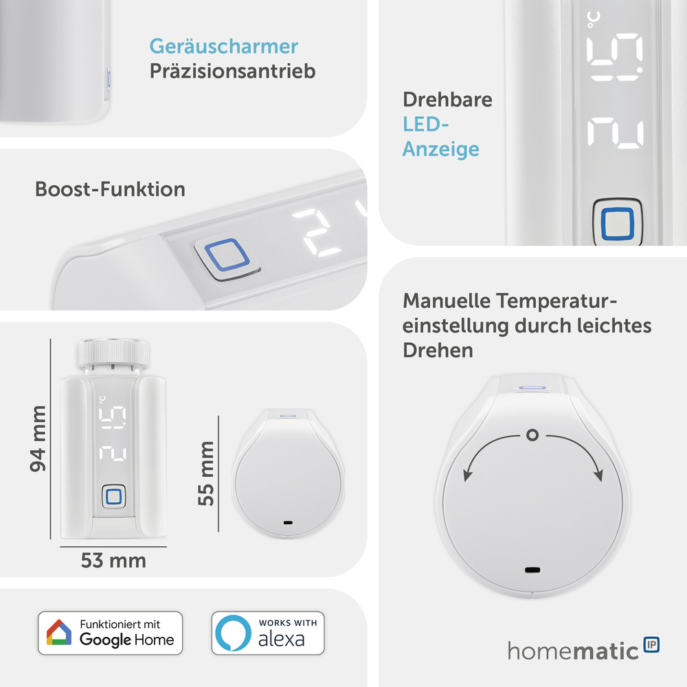 Homematic IP Smart Home Heizkörperthermostat – Evo, HmIP-eTRV-E