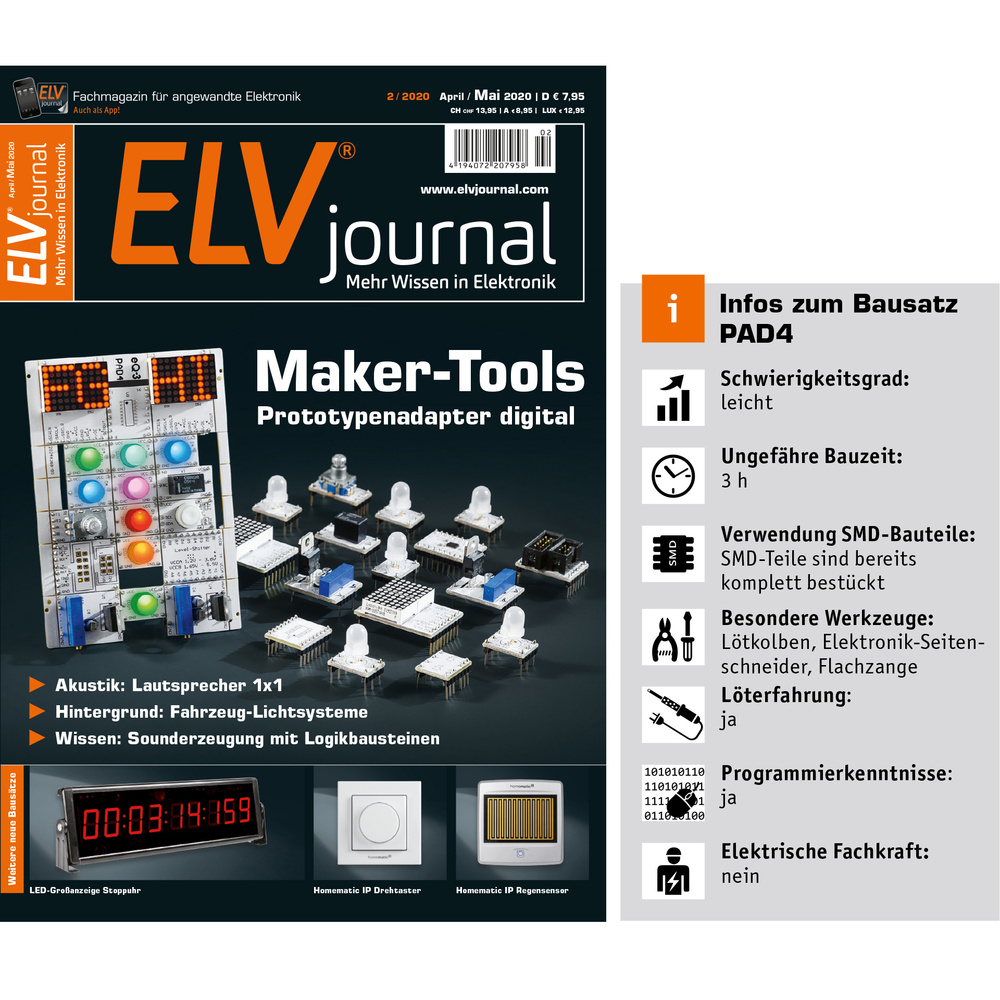 ELV Bausatz Prototypenadapter für Steckboards PAD4, digital