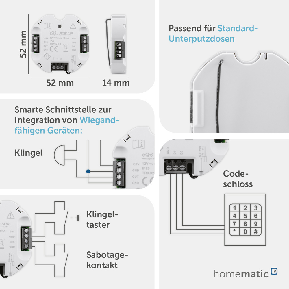 Homematic IP Smart Home Wiegand-Schnittstelle, HmIP-FWI