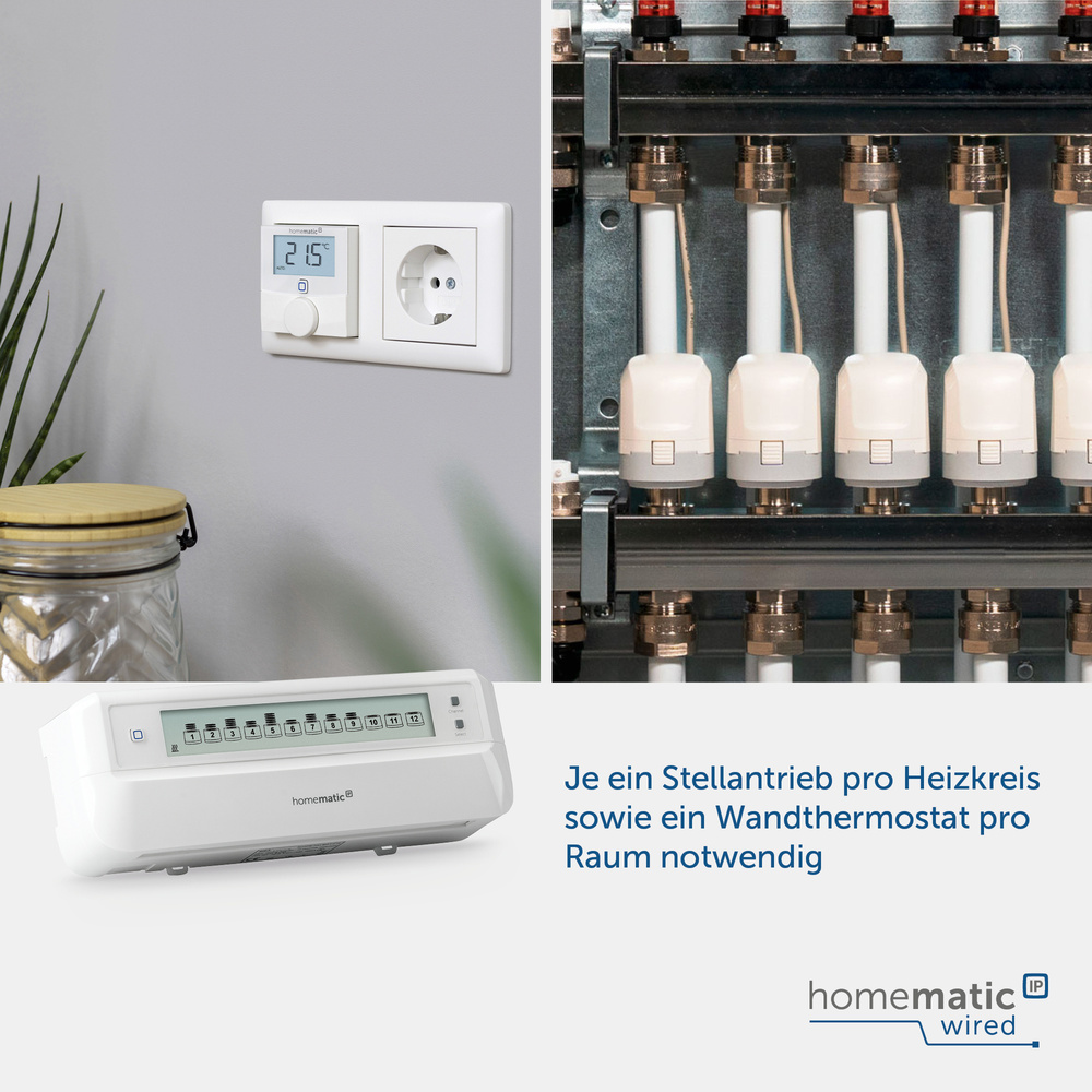 Homematic IP Wired Smart Home Fußbodenheizungscontroller - 12-fach, motorisch, HmIPW-FALMOT-C12