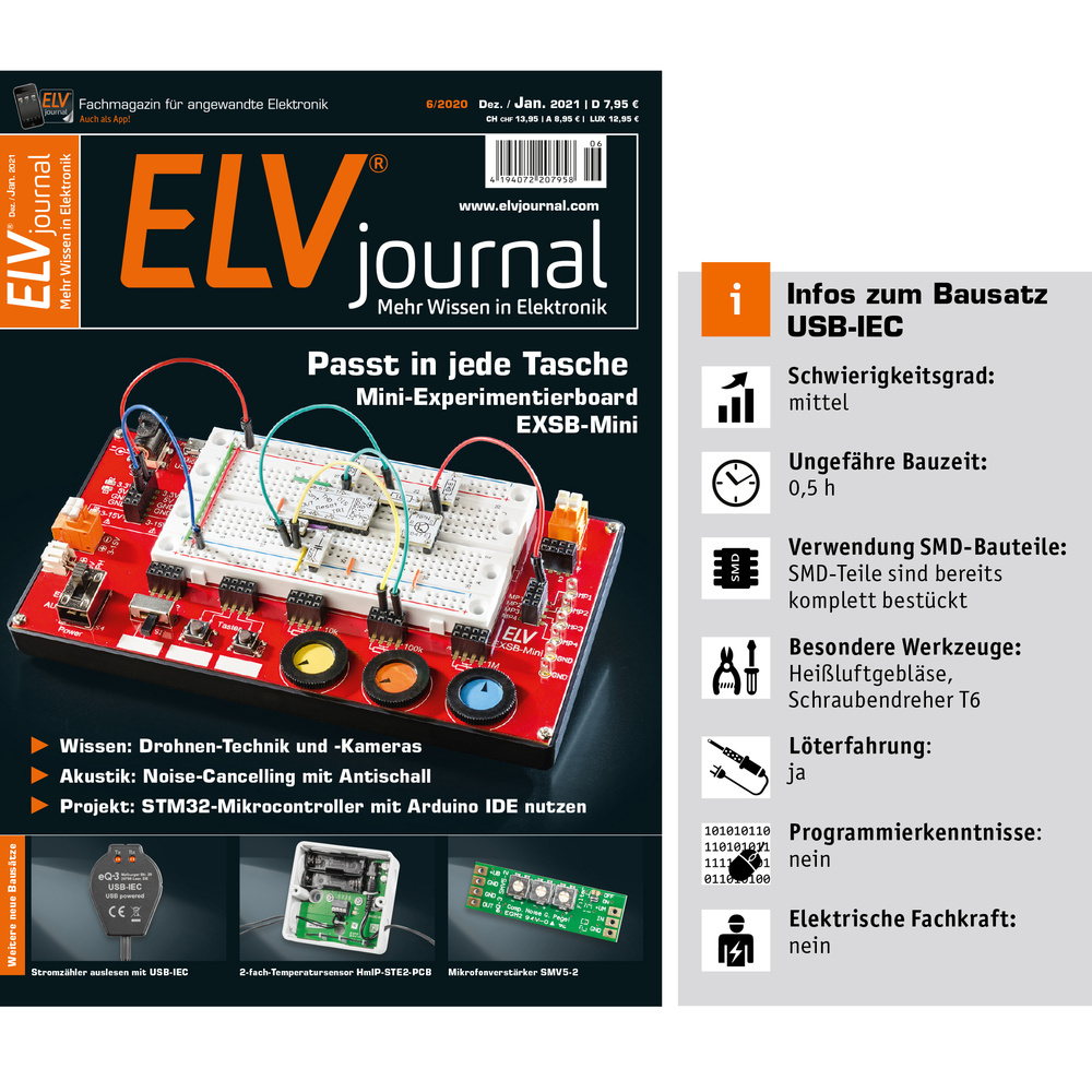 ELV Bausatz Lesekopf mit USB-Schnittstelle für digitale Zähler USB-IEC