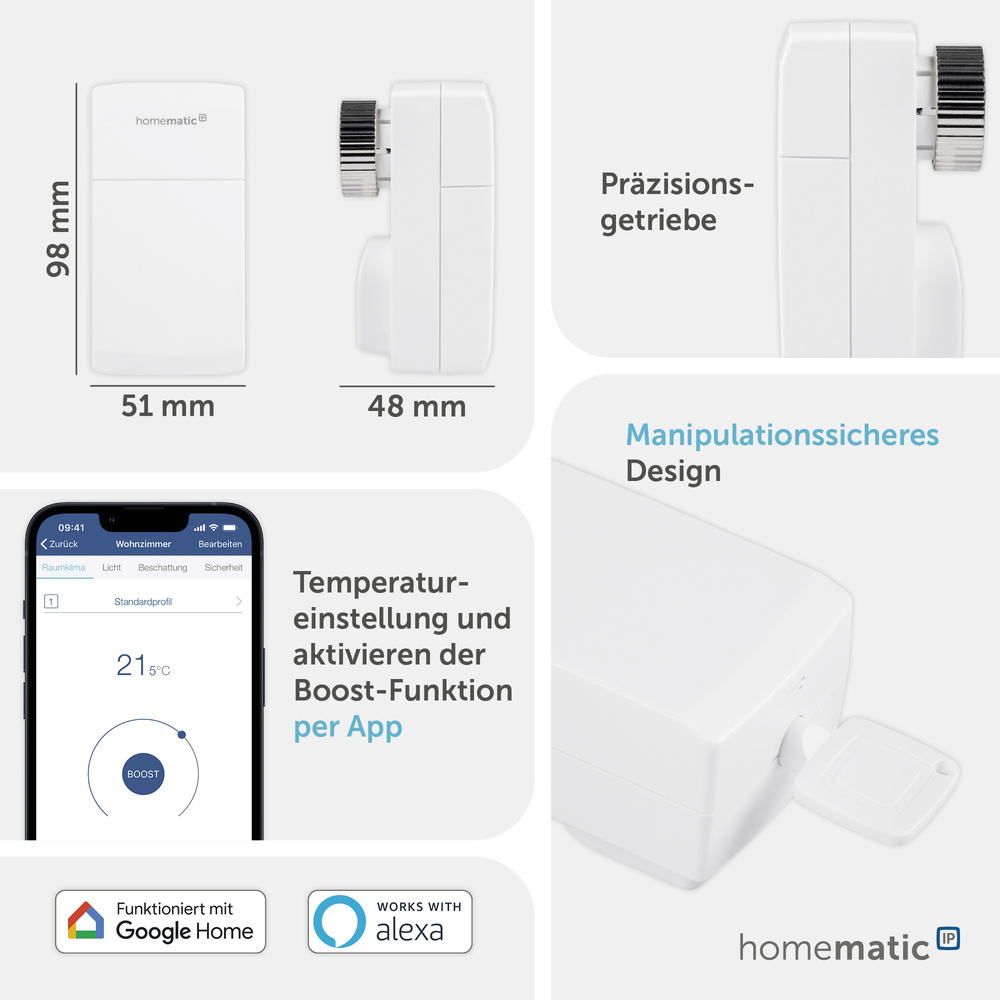 Homematic IP Smart Home Heizkörperthermostat – kompakt, HmIP-eTRV-C-2