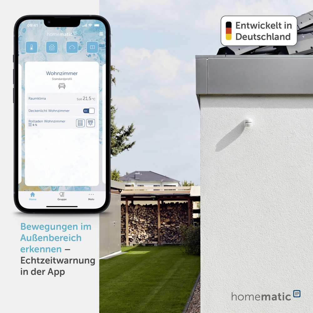 Homematic IP Smart Home Bewegungsmelder mit Dämmerungssensor – außen, HmIP-SMO-2