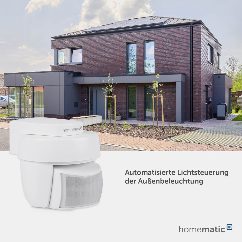 Homematic IP Smart Home Bewegungsmelder mit Dämmerungssensor – außen, HmIP-SMO-2