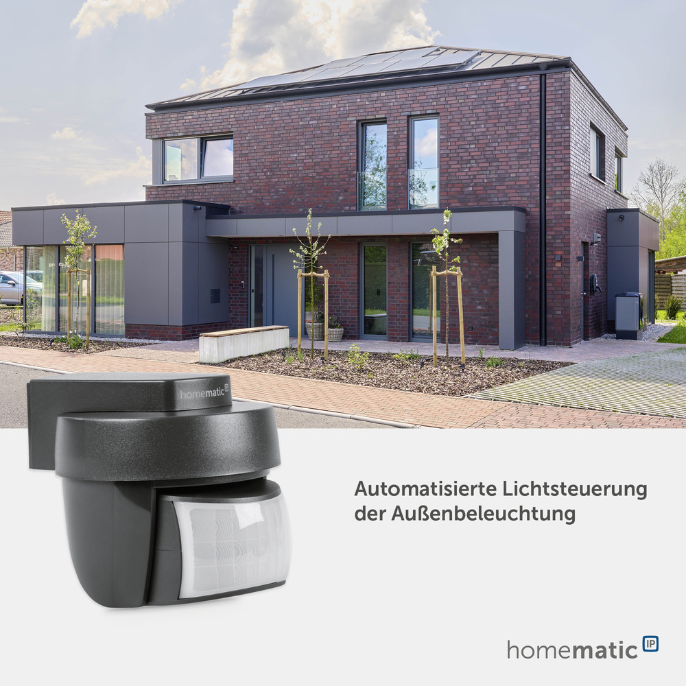 Homematic IP Smart Home Bewegungsmelder mit Dämmerungssensor – außen, anthrazit, HmIP-SMO-A-2