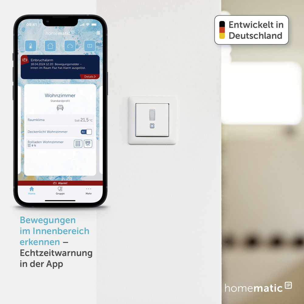 Homematic IP Smart Home Bewegungsmelder für 55er Rahmen – innen, HmIP-SMI55-2