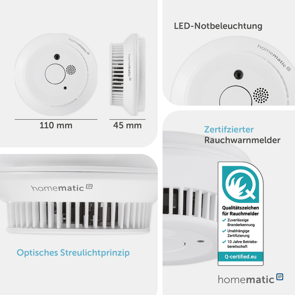 Homematic IP Smart Home Rauchwarnmelder mit Q-Label, HmIP-SWSD-2