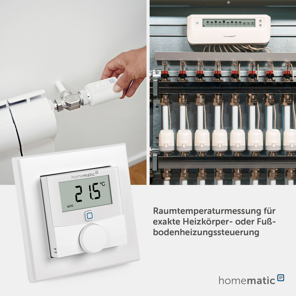 Homematic IP Smart Home Wandthermostat mit Luftfeuchtigkeitssensor, HmIP-WTH-1