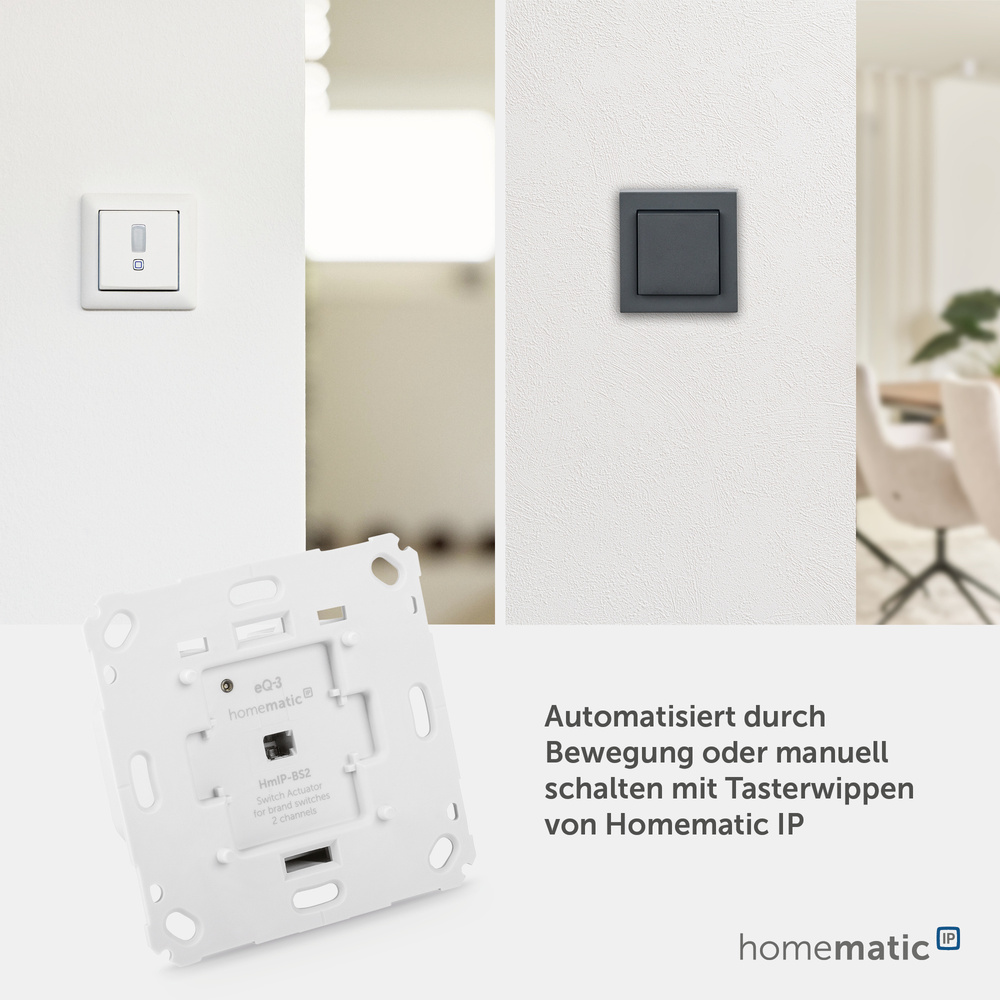 Homematic IP Smart Home Schaltaktor für Markenschalter – 2-fach, HmIP-BS2