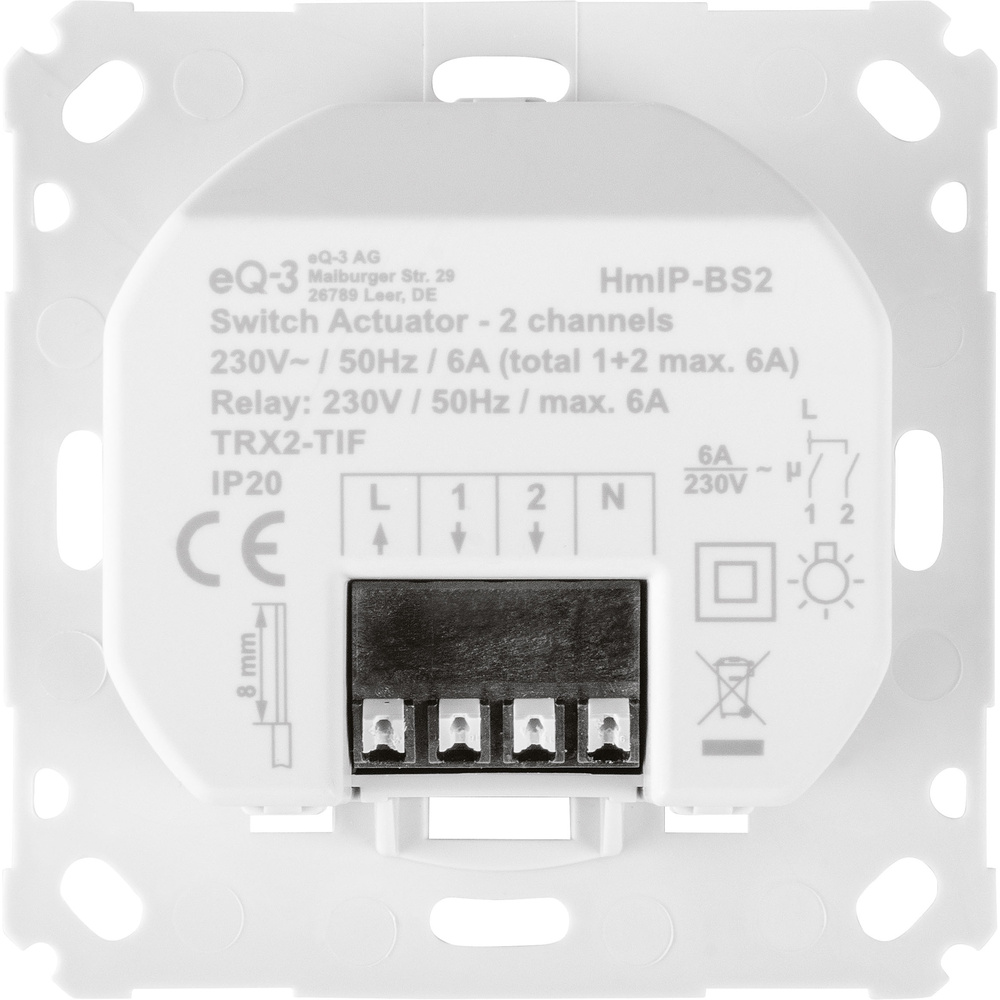 Homematic IP Smart Home Schaltaktor für Markenschalter – 2-fach, HmIP-BS2