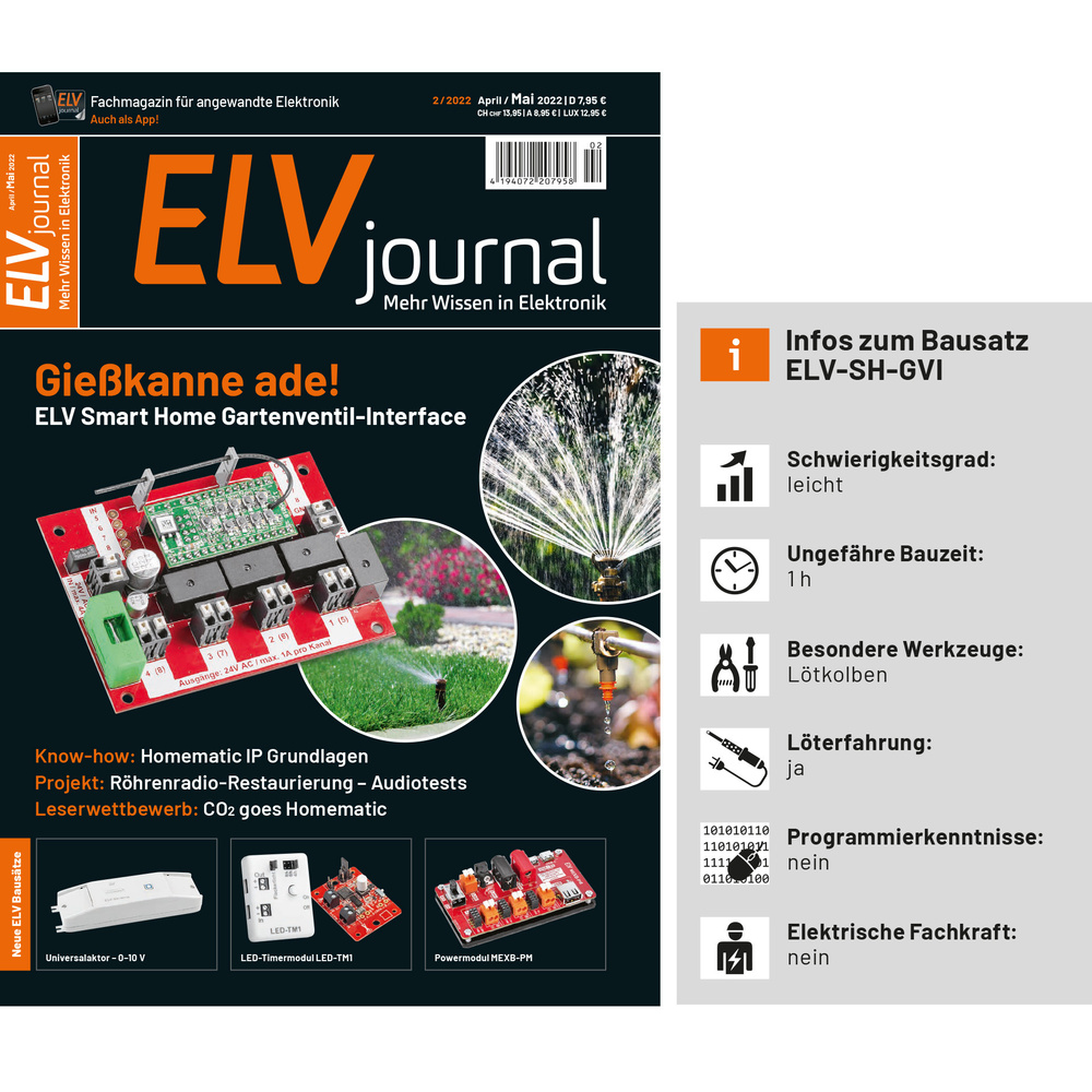 ELV Smart Home Bausatz Garten Ventil Interface ELV-SH-GVI powered by Homematic IP